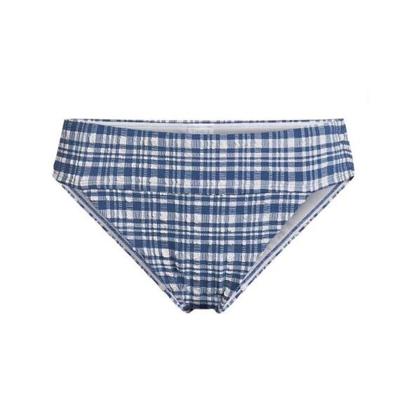 Women's Seersucker Mid Rise Bikini Swim Bottoms, Size XL - Picture 5 of 8